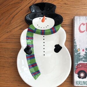 Christmas Snowman ceramic plate, Excellent condition